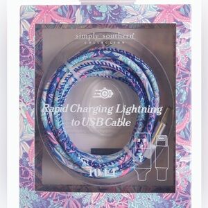 Simply Southern Blue Braided Rapid Charging Lightning to USB Cable 10 ft